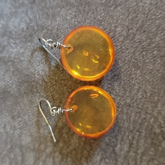 3/$30 Amber Circle Dome Dangle Hook Earrings - Picture 3 of 4